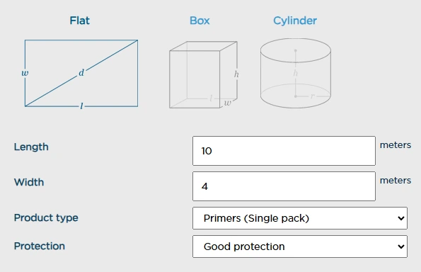 Screenshot of paint calculator