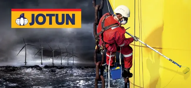 Jotun Marine and Protective Paints being roller applied to an offshore oil rig
