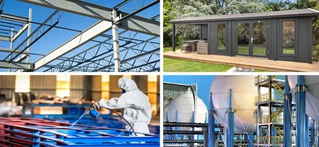 A quadrant of images showing protective coatings