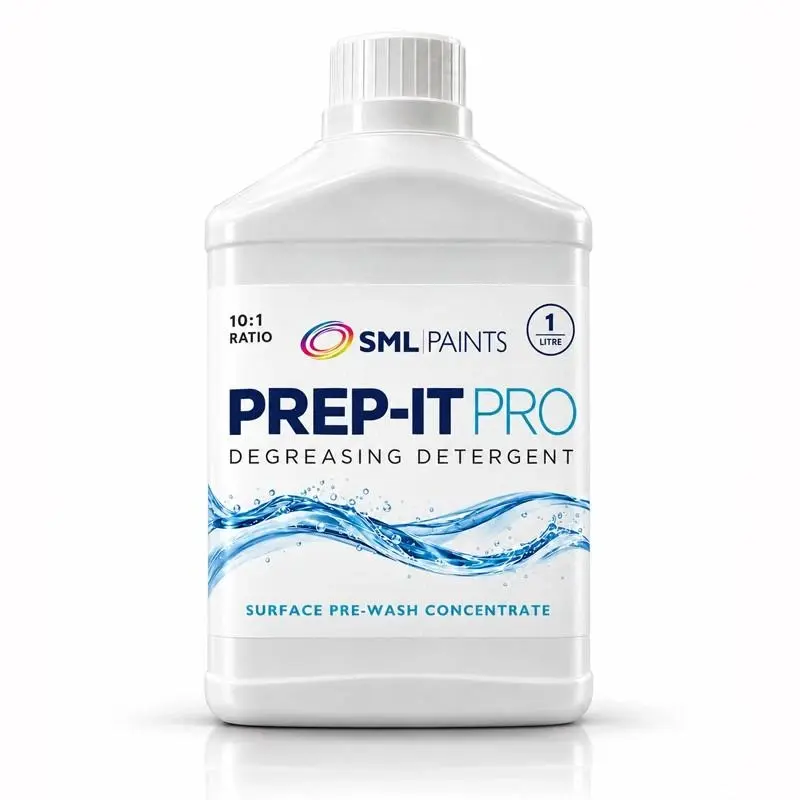 A 1L Bottle of Prep-it Pro Degreasing Detergent for preparation of substrates before painting