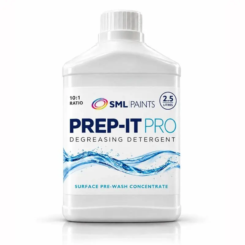 A 2.5L Bottle of Prep-it Pro Degreasing Detergent for preparation of substrates before painting