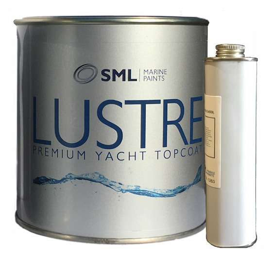 Tins of Lustre Polyurethane Satin Topcoat showing components A and B